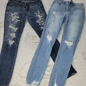 2 American Eagle Outfitters for $12.00. Women's Distressed Blue Jeans